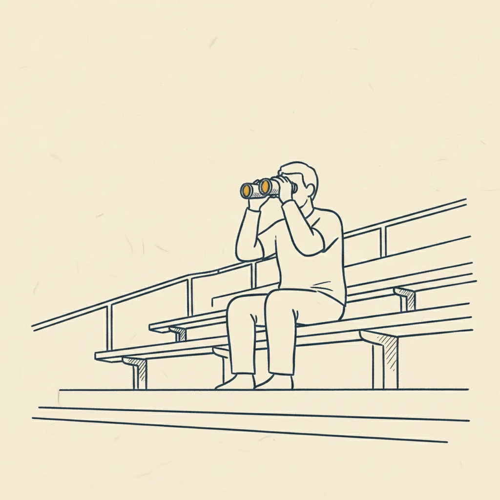 watching a game from the stands with compact binoculars