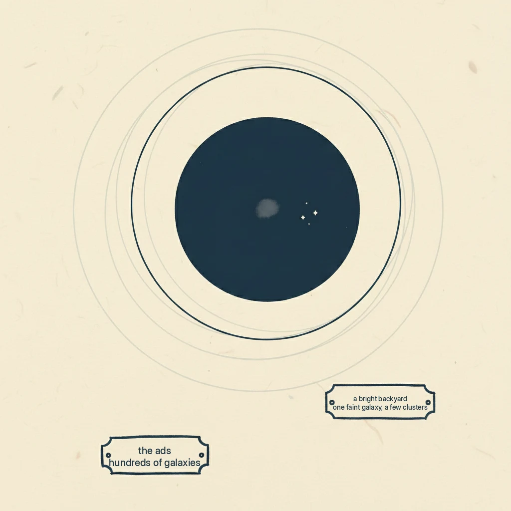 a drawing of what you can really see from a city backyard with a telescope