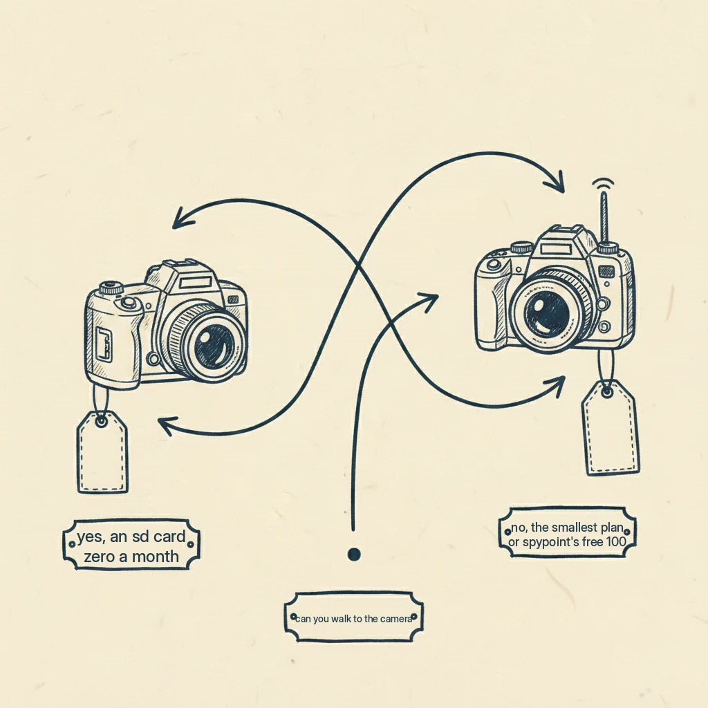 a drawing that helps you decide whether you need to pay for a trail camera plan at all