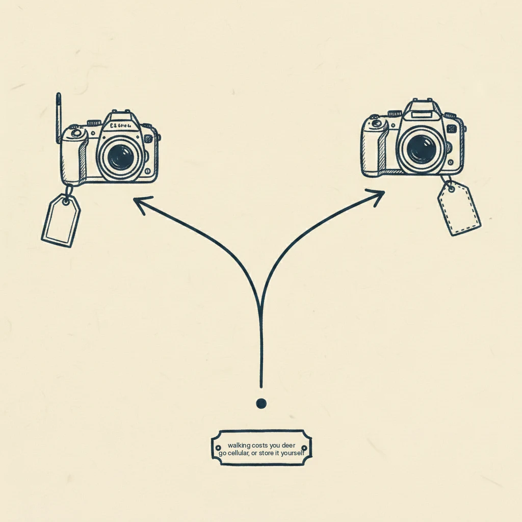a drawing that helps a hunter decide whether a cellular trail camera's monthly plan is worth it