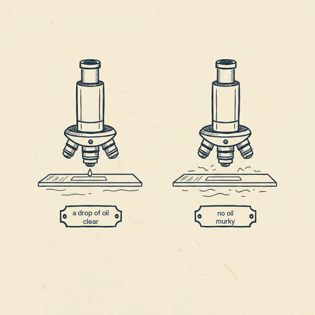 why seeing bacteria needs a drop of immersion oil between the lens and the slide