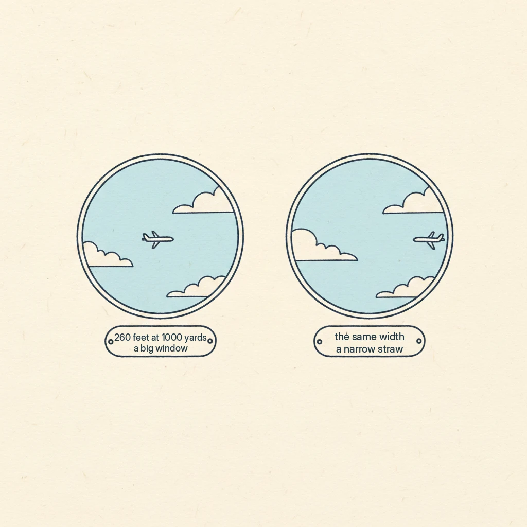 What field of view means on a pair of binoculars, and why it matters at an airshow