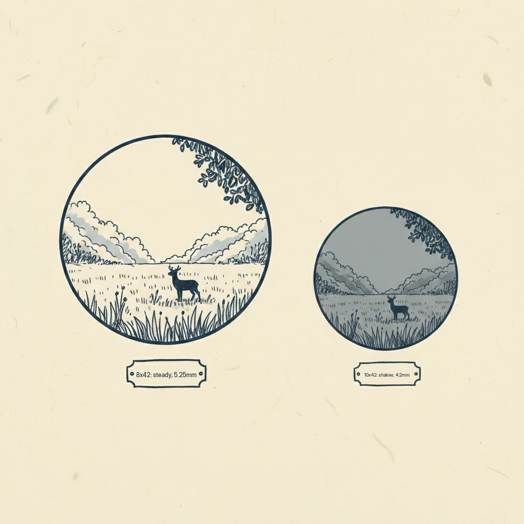 8x42 or 10x42 binoculars for yellowstone, what the difference actually looks like