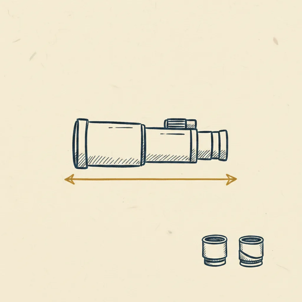 how to measure your binoculars for a harness: run the tape from the front of the objective lens to the back of the eyecup, with the eyecups set where you actually use them
